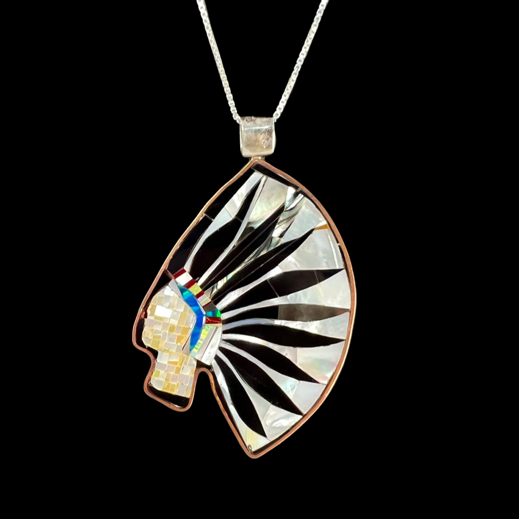 Zuni Native American Souix Inlay Pendant Necklace by Colin Coonsis SKU 233079
