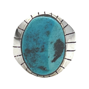 Navajo Native American Kingman Turquoise Ring Size 11 3/4 by Ray Jack SKU231864